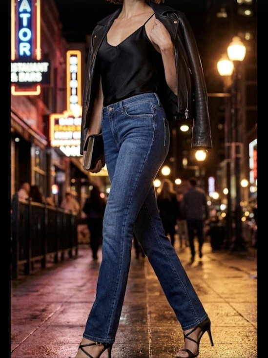 Lee Denim - Lee Women's Straight Leg Dark Blue Denim Jeans